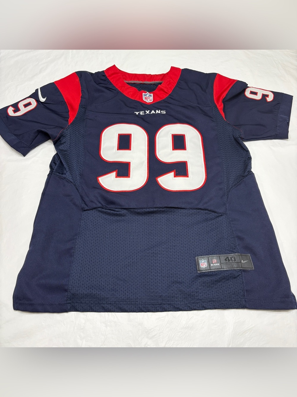 NIKE On Field JJ Watt #99 NFL Houston Texans Blue Jersey Men’s 40 Medium